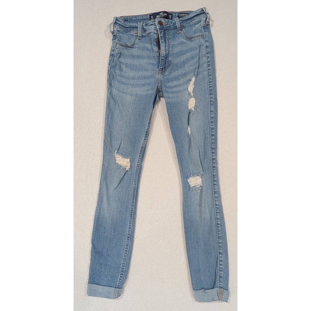 Hollister Jean Leggings Women 1R W25 Blue Excellent Distressed High Rise Crop